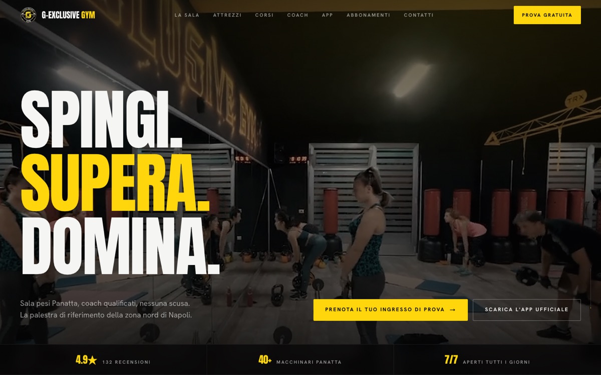 Home page del sito G-Exclusive Gym