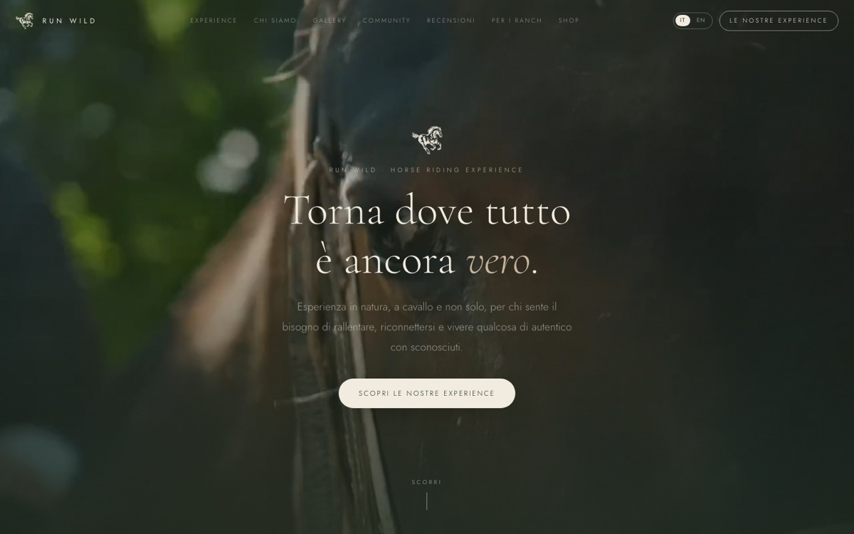 Home page del sito Run Wild